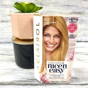 NWT Clairol Nice ‘n Easy 8G Medium Golden Blonde Permanent Hair Color Gray Cover